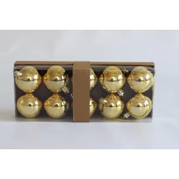 Set di palline natalizie in plastica da 50 mm – 10 pezzi / Oro lucido