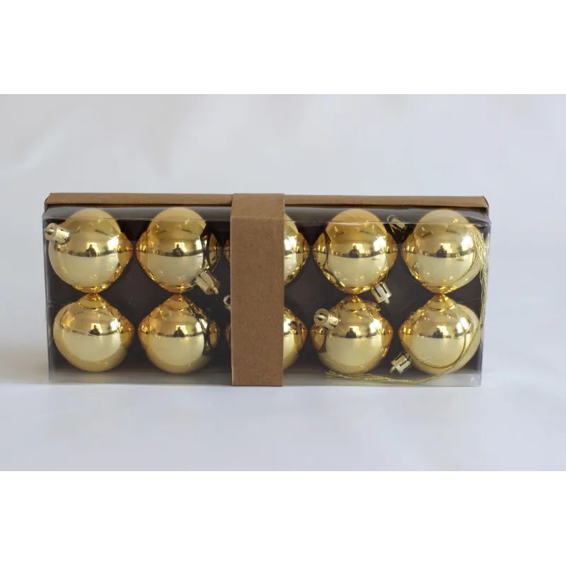 Set di palline natalizie in plastica da 50 mm – 10 pezzi / Oro lucido