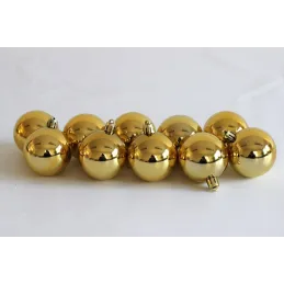 Set di palline natalizie in plastica da 50 mm – 10 pezzi / Oro lucido