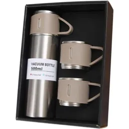 Thermos dal design elegante con 3 bicchieri, 500 ml / Crema
