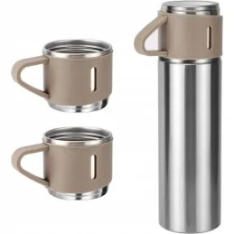 Thermos dal design elegante con 3 bicchieri, 500 ml / Crema