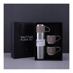 Thermos dal design elegante con 3 bicchieri, 500 ml / Crema
