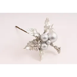 Fiore decorativo per albero SILVER 200 mm / Argento