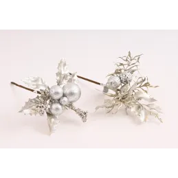 Fiore decorativo per albero SILVER 200 mm / Argento