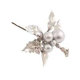 Fiore decorativo per albero SILVER 200 mm / Argento