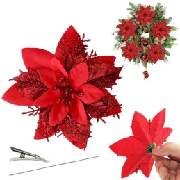 Fiore decorativo per albero ROSE 140 mm / Rosso