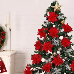 Fiore decorativo per albero ROSE 140 mm / Rosso