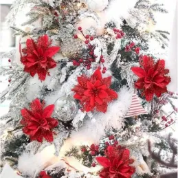 Fiore decorativo per albero ROSE 140 mm / Rosso