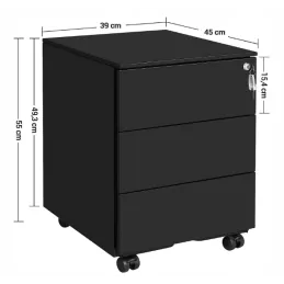 Cassettiera da ufficio con rotelle GARDO LUX 390 / Nera