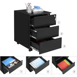 Cassettiera da ufficio con rotelle GARDO LUX 390 / Nera