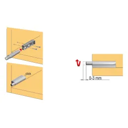 Pistone con adattatore K-PUSH per apertura senza maniglie - magnete extra forte / Bianco