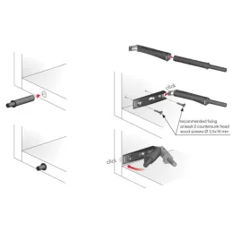 Pistone con adattatore K-PUSH per apertura senza maniglie - magnete extra forte / Bianco