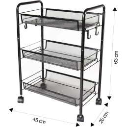 Carrello portaoggetti su ruote ELEGAN / Nero opaco