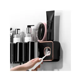 Portaspazzolini esclusivo con dispenser DENT / Nero opaco