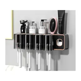 Portaspazzolini esclusivo con dispenser DENT / Nero opaco