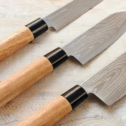 Set di 3 coltelli da cucina giapponesi DAMASCUS