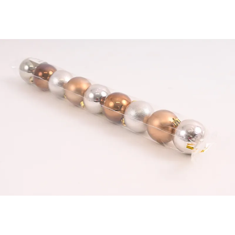 Set di palline natalizie in plastica da 60 mm – 9 pezzi / Oro-argento