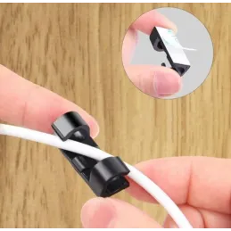 Set da 20 supporti autoadesivi per cavi / Nero opaco