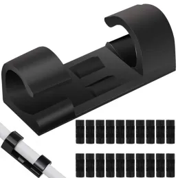 Set da 20 supporti autoadesivi per cavi / Nero opaco