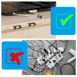 Set da 20 supporti autoadesivi per cavi / Nero opaco
