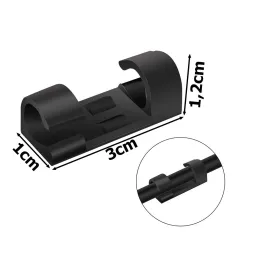 Set da 20 supporti autoadesivi per cavi / Nero opaco