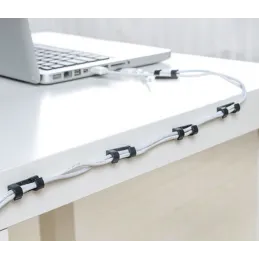 Set da 20 supporti autoadesivi per cavi / Nero opaco