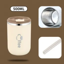 Borraccia termica di design con cannuccia GLAMM 500 ml / Marrone
