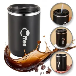 Borraccia termica di design con cannuccia GLAMM 500 ml / Nera