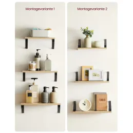 Set di 3 mensole REGALO Shelf / Nero opaco - legno chiaro