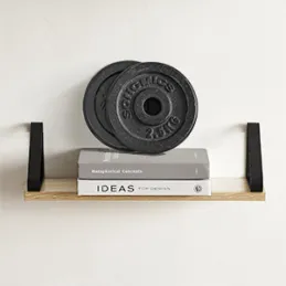 Set di 3 mensole REGALO Shelf / Nero opaco - legno chiaro