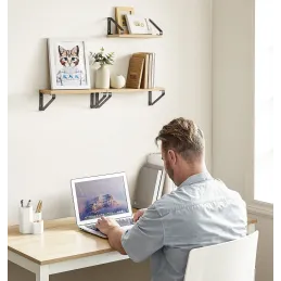 Set di 3 mensole REGALO Shelf / Nero opaco - legno chiaro