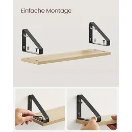 Set di 3 mensole REGALO Shelf / Nero opaco - legno chiaro