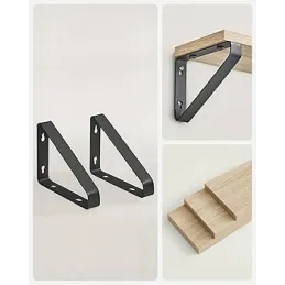 Set di 3 mensole REGALO Shelf / Nero opaco - legno chiaro