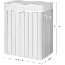 Cesto portabiancheria GLAMUR 100L / Legno bianco