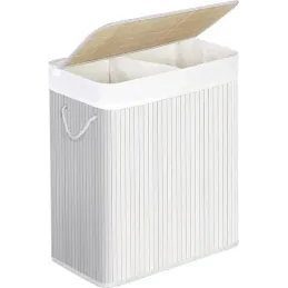 Cesto portabiancheria GLAMUR 100L / Legno bianco