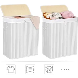 Cesto portabiancheria GLAMUR 100L / Legno bianco