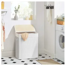 Cesto portabiancheria GLAMUR 100L / Legno bianco