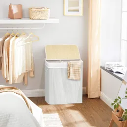 Cesto portabiancheria GLAMUR 100L / Legno bianco