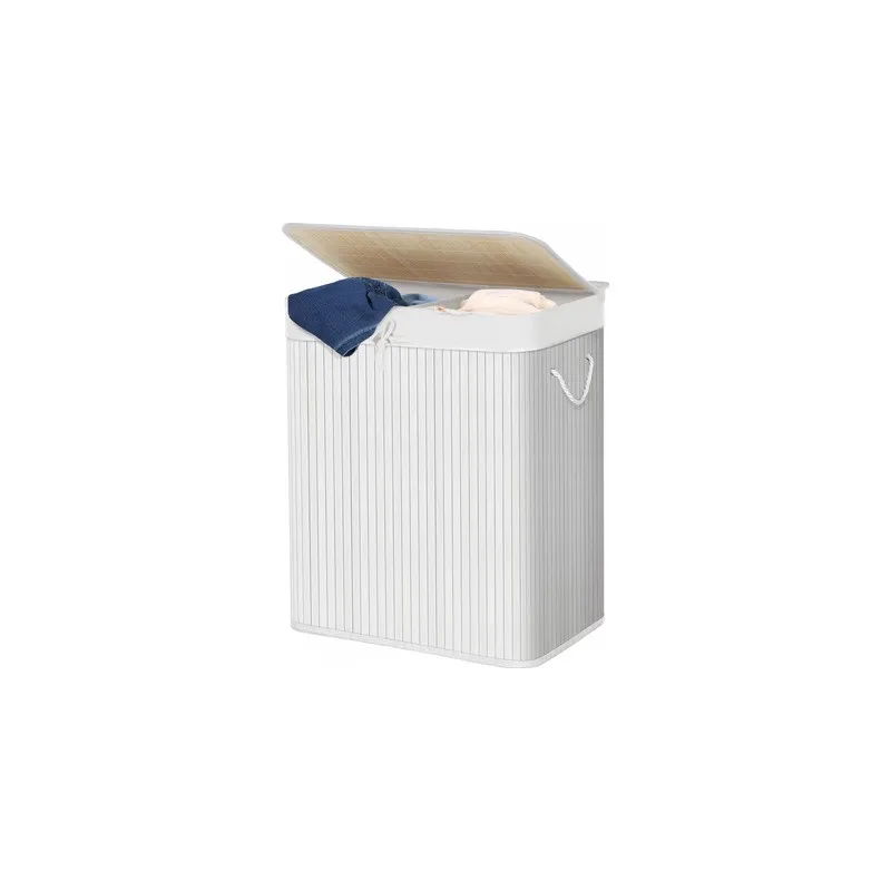 Cesto portabiancheria GLAMUR 100L / Legno bianco