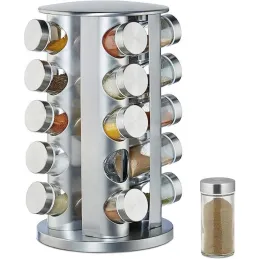 Organizzatore girevole per spezie con 20 contenitori / Acciaio inox
