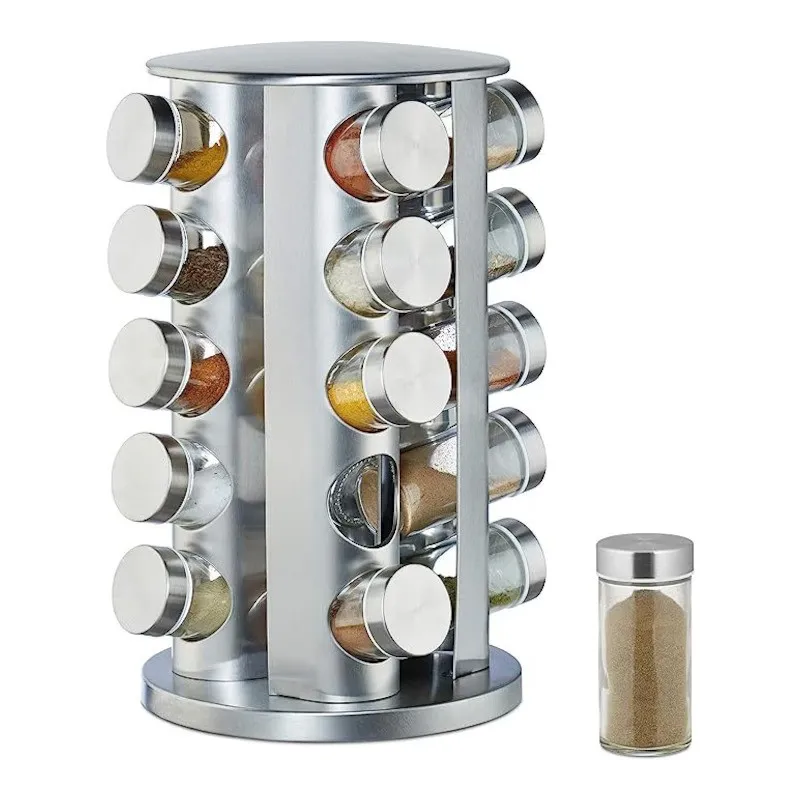 Organizzatore girevole per spezie con 20 contenitori / Acciaio inox