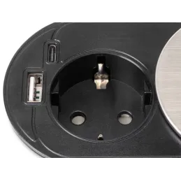 Presa elettrica VERTIKAL FAT 1x230V + 2xUSB A+C SCHUKO / Acciaio inox