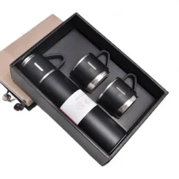 Thermos dal design elegante con 3 bicchieri, 500 ml / Nero opaco