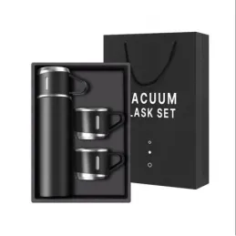 Thermos dal design elegante con 3 bicchieri, 500 ml / Nero opaco