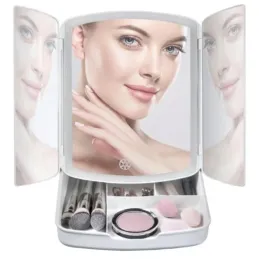 Specchio cosmetico con luce LED e organizer MIRACLE / Bianco