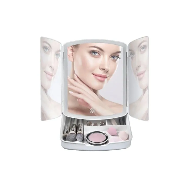Specchio cosmetico con luce LED e organizer MIRACLE / Bianco