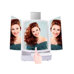Specchio cosmetico con luce LED e organizer MIRACLE / Bianco