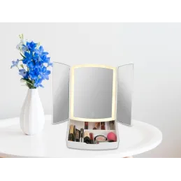 Specchio cosmetico con luce LED e organizer MIRACLE / Bianco