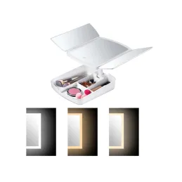 Specchio cosmetico con luce LED e organizer MIRACLE / Bianco