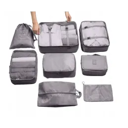 Set da viaggio 7 pezzi per abbigliamento e cosmetici TRAVEL / Grigio